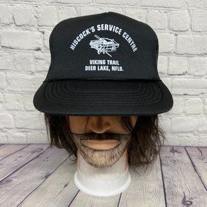 Vintage Trucker Hat Mesh 90s Cap Black HISCOCK'S Service Centre Viking TRL NFLD